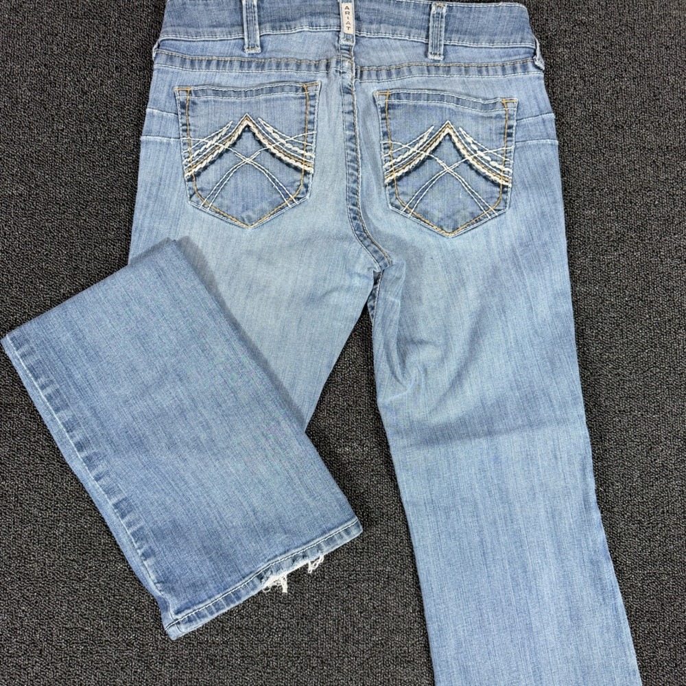 Ariat REAL Denim Women 30L Light Wash Bootcut Jeans Embroidered Distressed